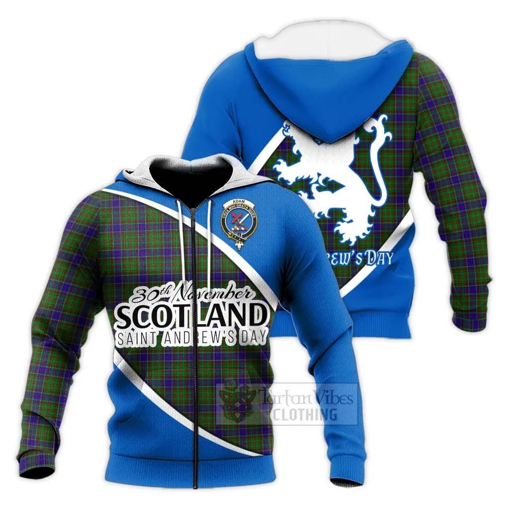 Adam Family Crest Tartan Knitted Hoodie Celebrate Saint Andrew's Day in Style