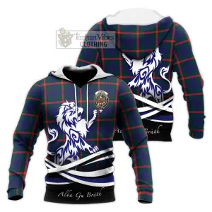 Agnew Tartan Knitted Hoodie with Alba Gu Brath Regal Lion Emblem