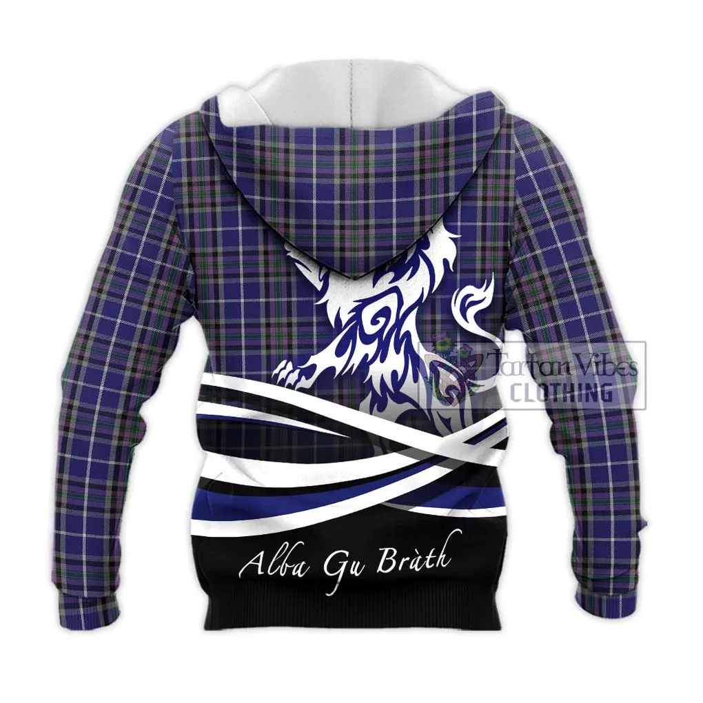 Alexander of Menstry Tartan Knitted Hoodie with Alba Gu Brath Regal Lion Emblem