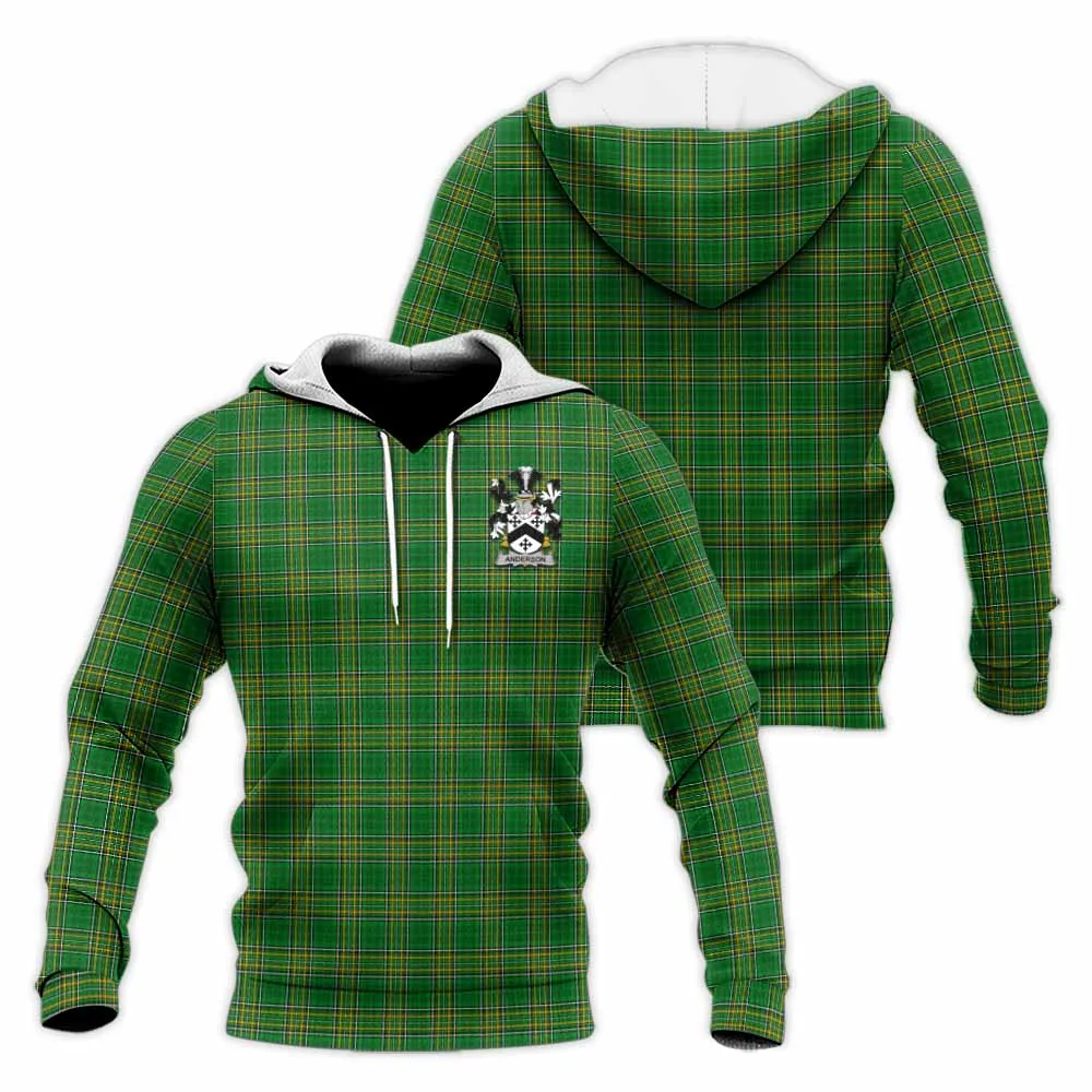 Anderson Irish Clan Tartan Knitted Hoodie with Coat of Arms