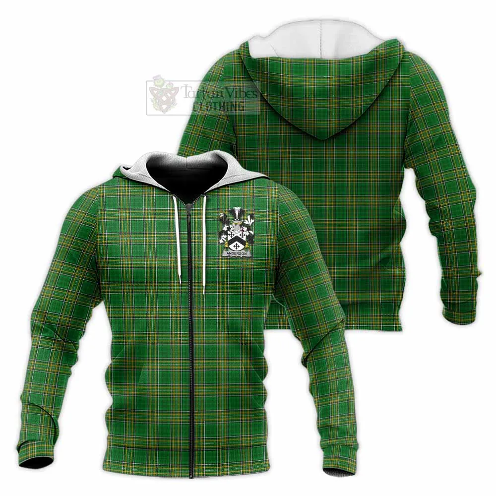 Anderson Irish Clan Tartan Knitted Hoodie with Coat of Arms