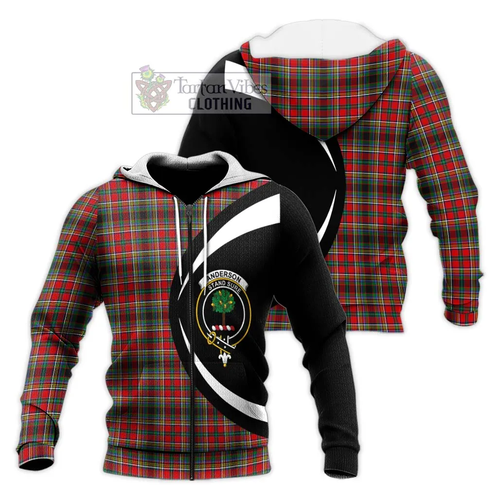 Anderson of Arbrake Tartan Knitted Hoodie with Family Crest Circle Style