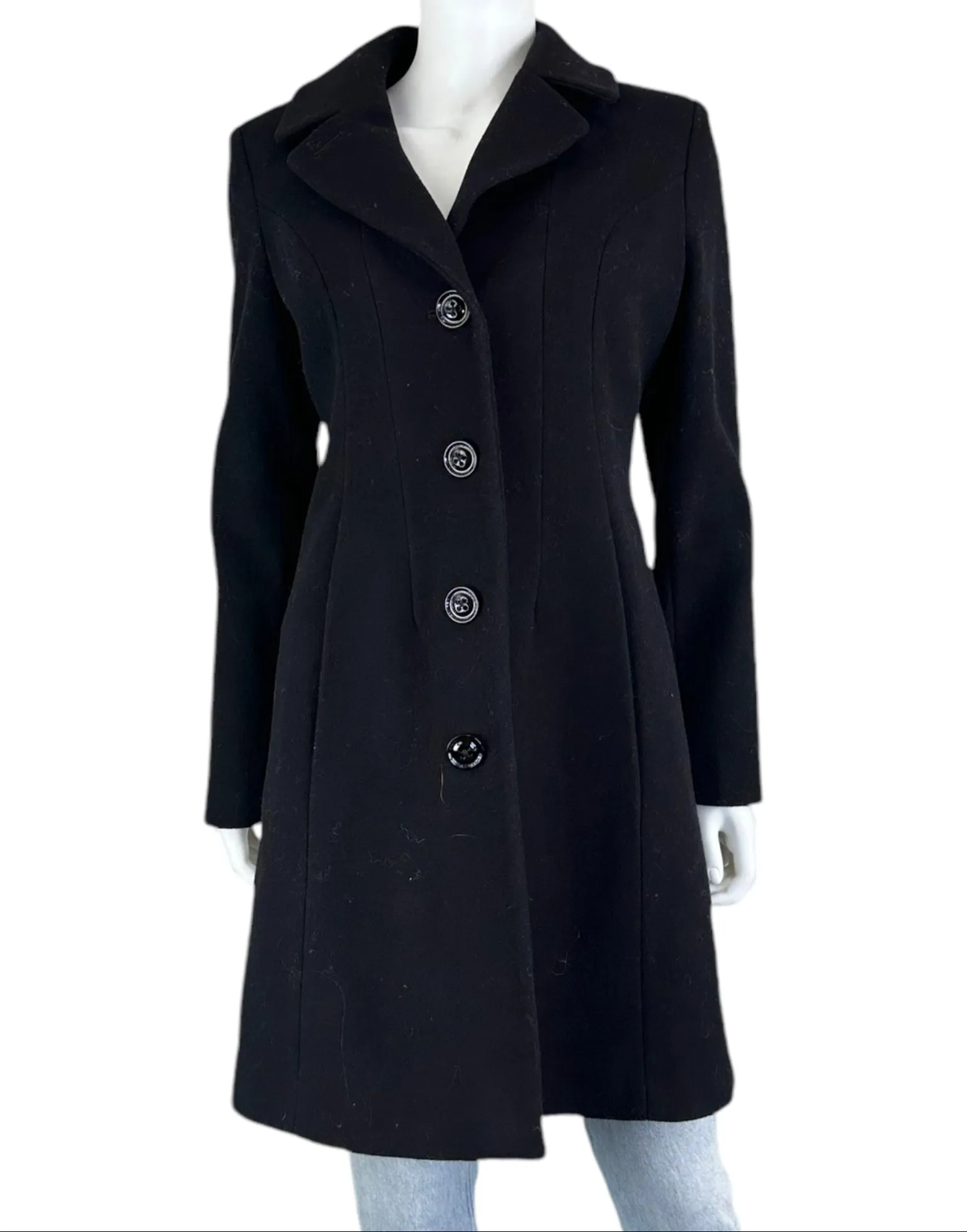 Anne Klein Black Wool Blend Coat Size 6