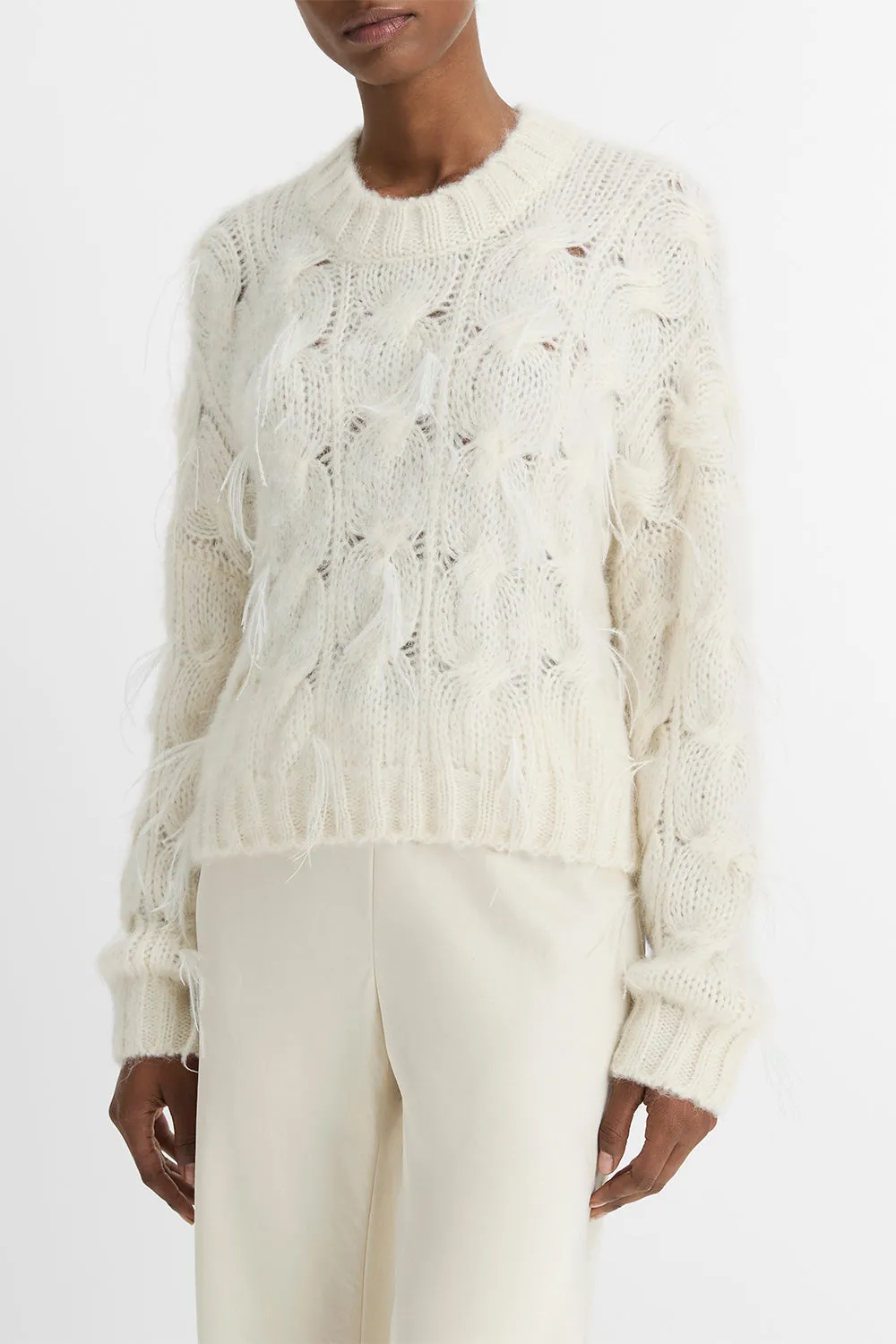 Appliquéd Cable-Knit Sweater