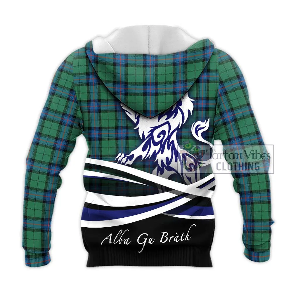 Armstrong Ancient Tartan Knitted Hoodie with Alba Gu Brath Regal Lion Emblem