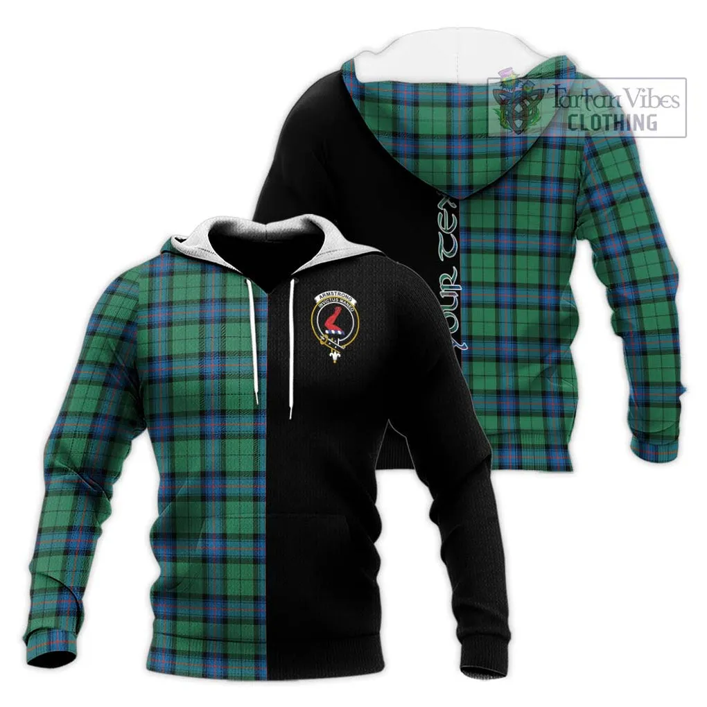 Armstrong Ancient Tartan Knitted Hoodie with Family Crest and Half Of Me Style