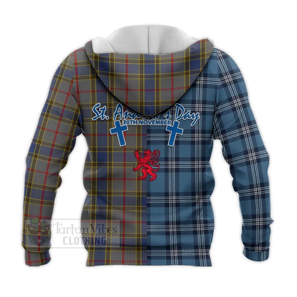 Balfour Tartan Knitted Hoodie Happy St. Andrew's Day Half Tartan Style