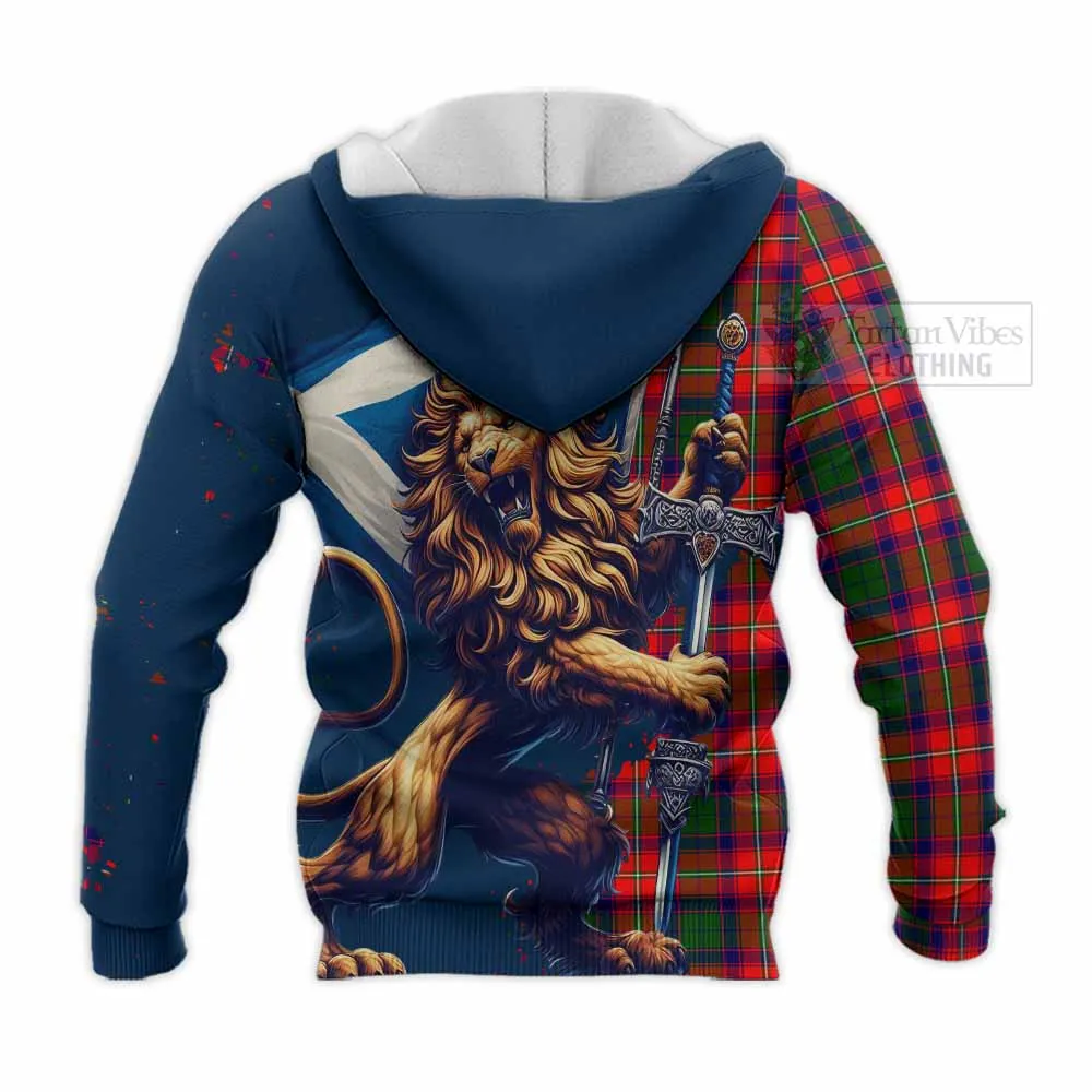 Belshes (Belsches) Tartan Family Crest Knitted Hoodie with Scottish Majestic Lion