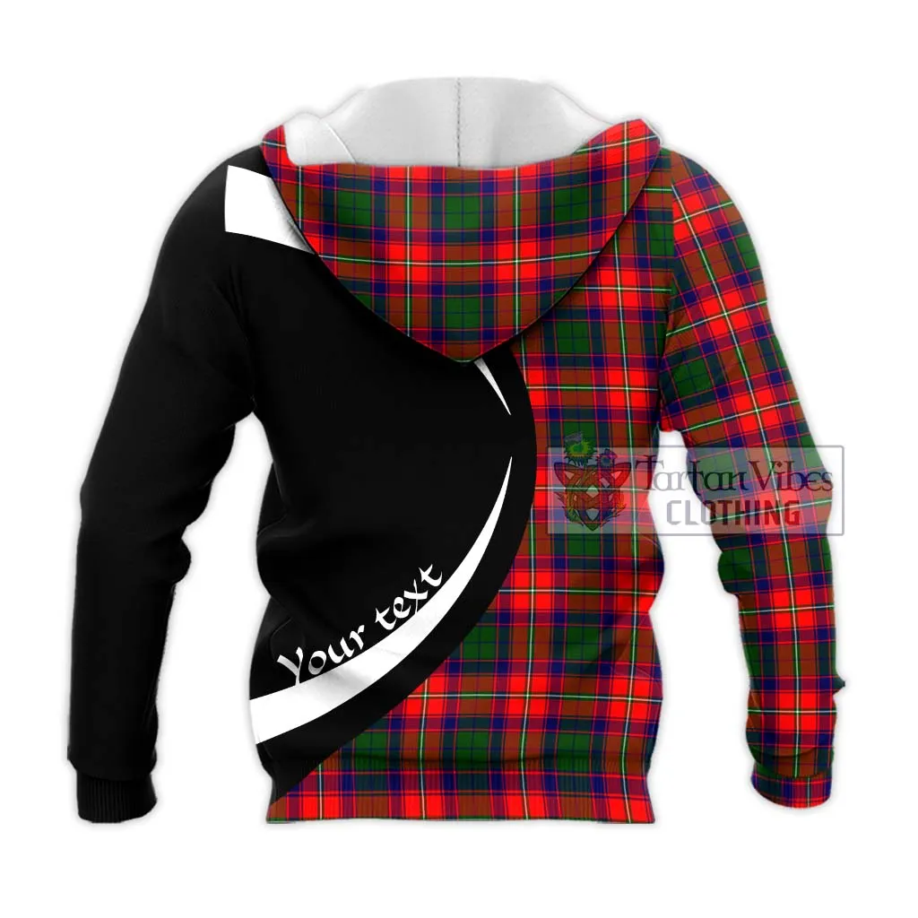 Belshes Tartan Knitted Hoodie with Family Crest Circle Style