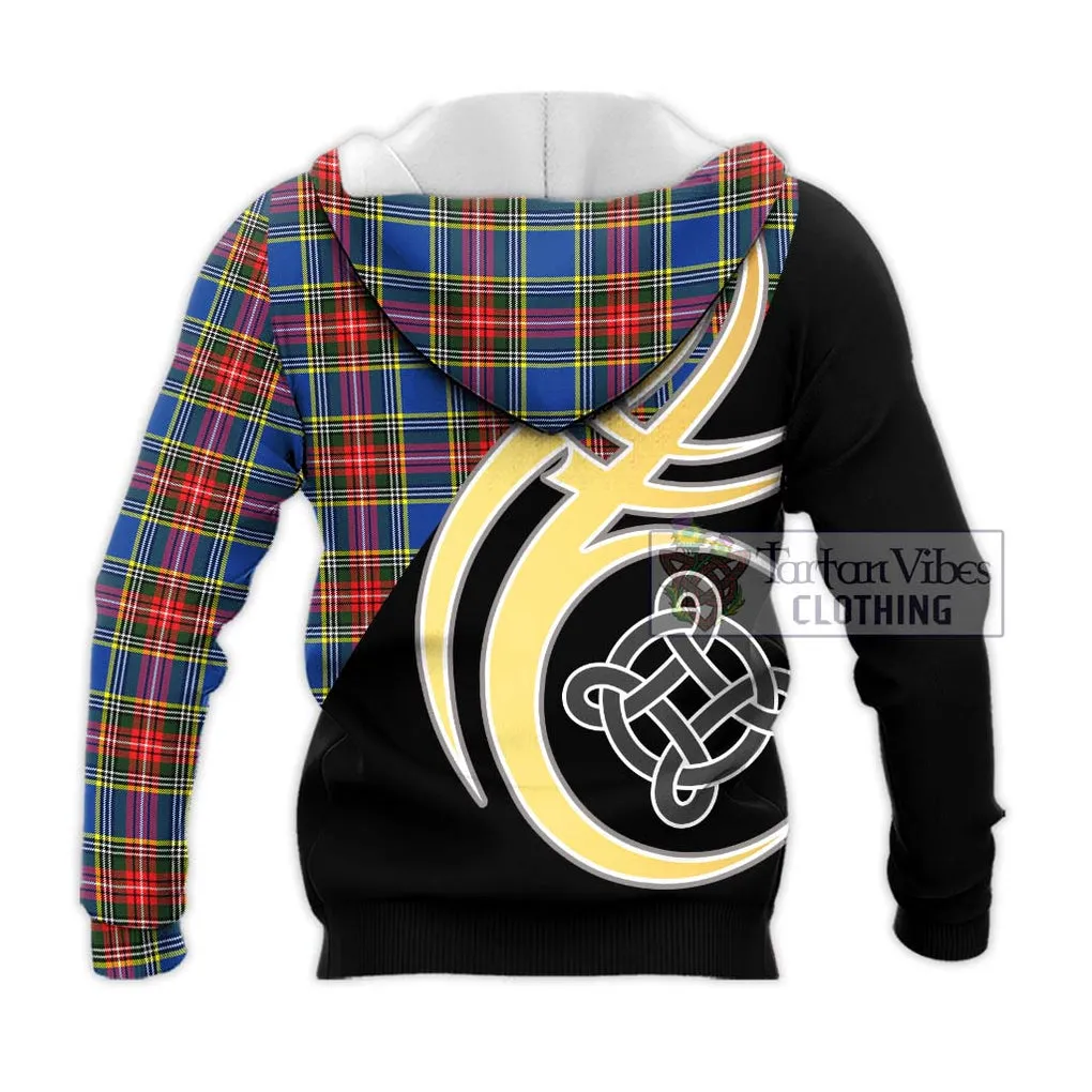 Bethune Tartan Knitted Hoodie with Family Crest and Celtic Symbol Style