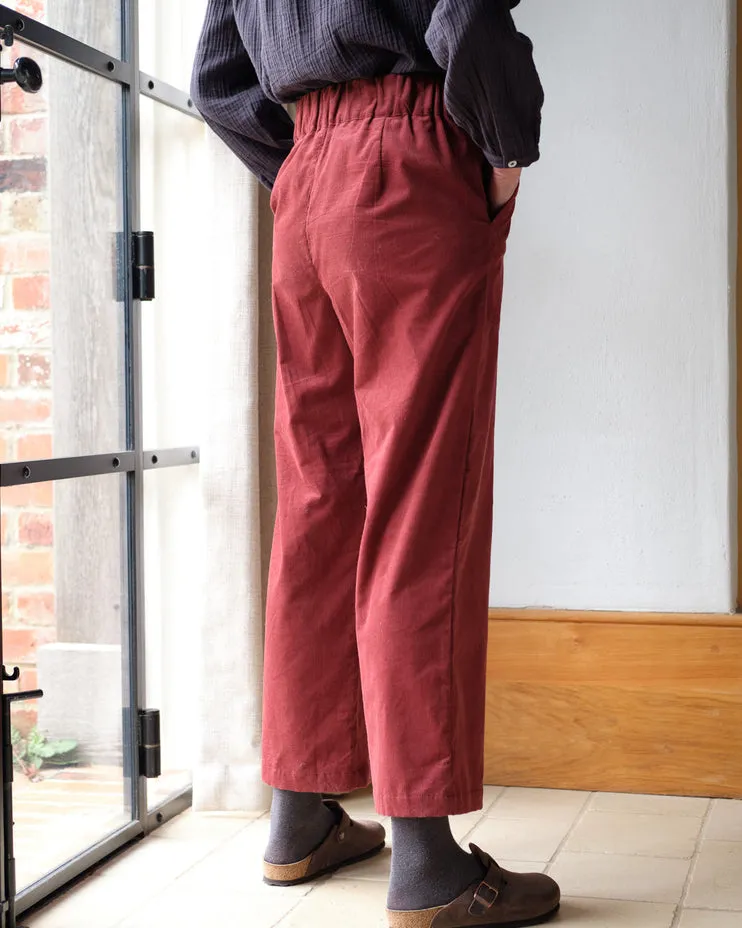 BIBICO Anna Wide Leg Trousers in Thin Cord Rust