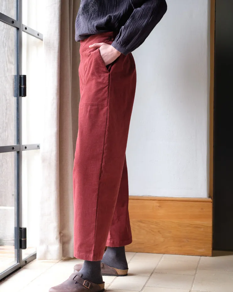 BIBICO Anna Wide Leg Trousers in Thin Cord Rust