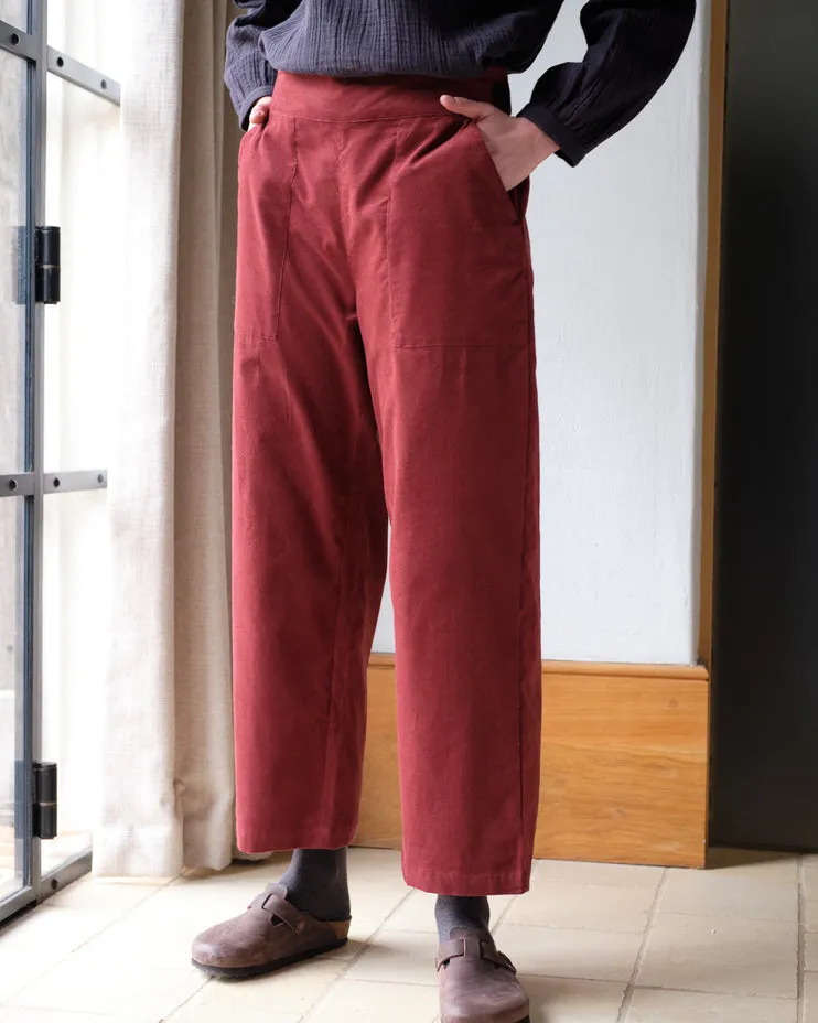 BIBICO Anna Wide Leg Trousers in Thin Cord Rust