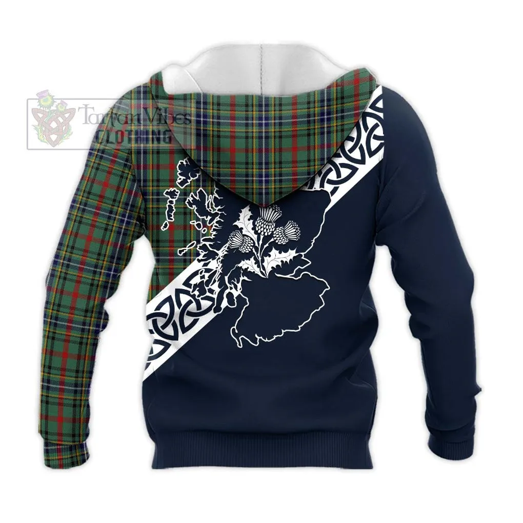 Bisset Tartan Knitted Hoodie Featuring Thistle and Scotland Map