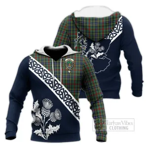 Bisset Tartan Knitted Hoodie Featuring Thistle and Scotland Map