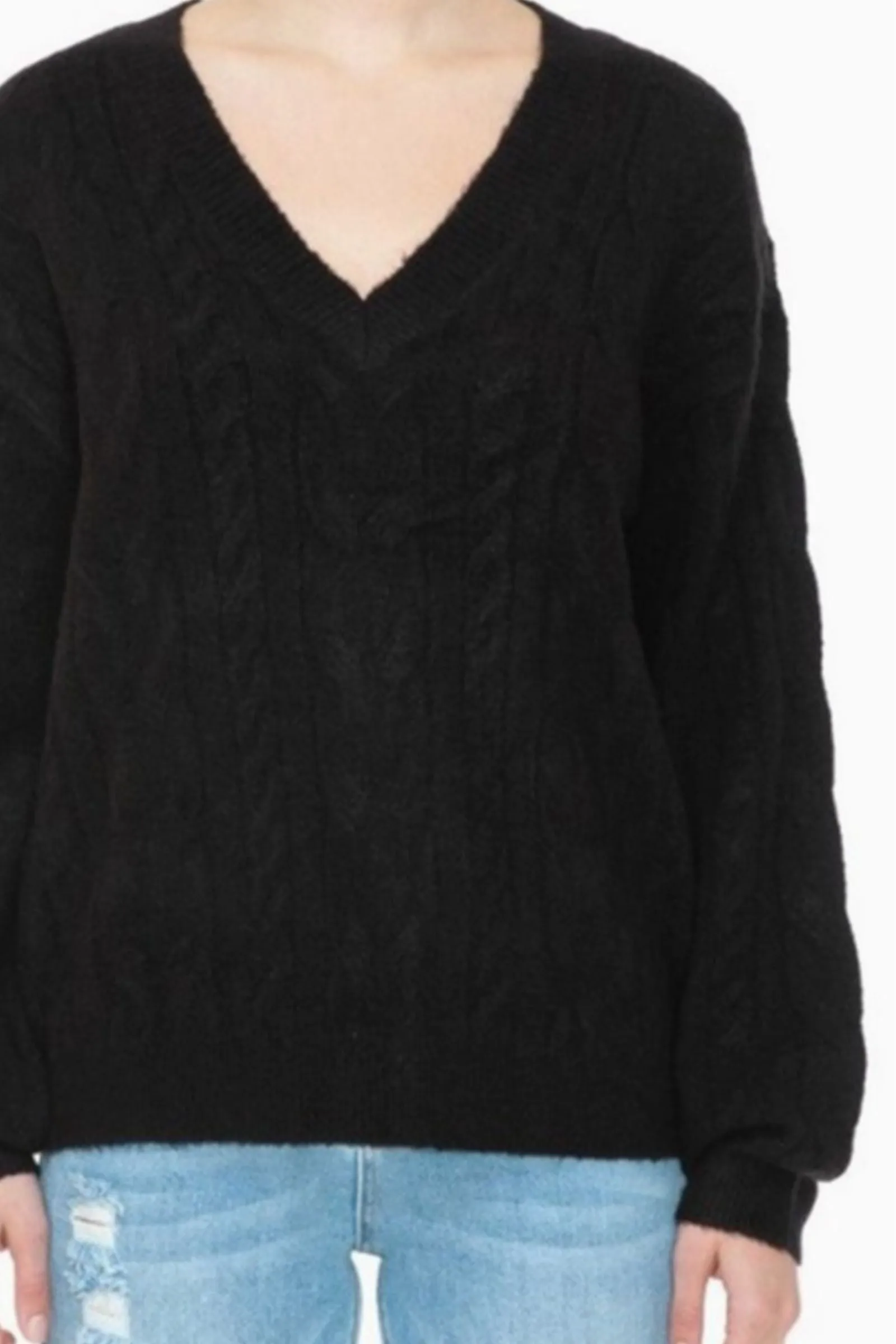 Black Cable Knit Sweater