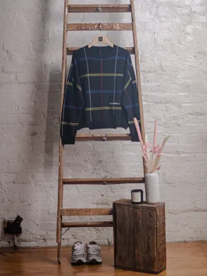 Black Checked Wool Crewneck Sweater-Sample