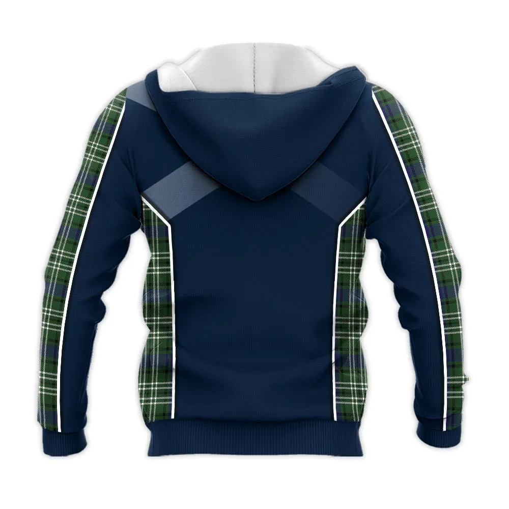 Blyth Tartan Knitted Hoodie with Family Crest and Scottish Thistle Vibes Sport Style