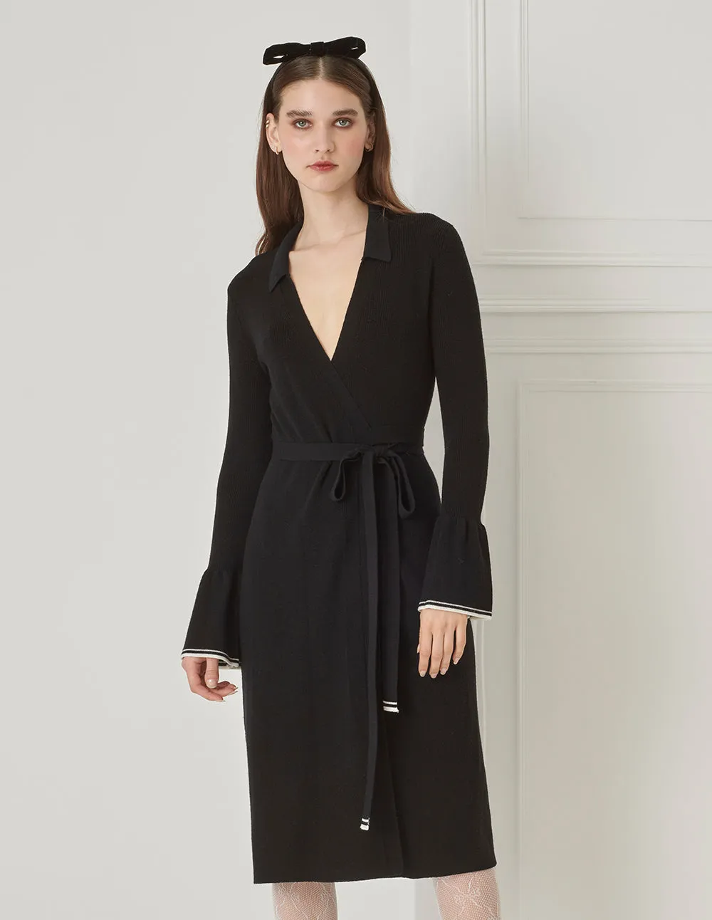 BORA AKSU Wrap Two-Piece V-Neck Dress