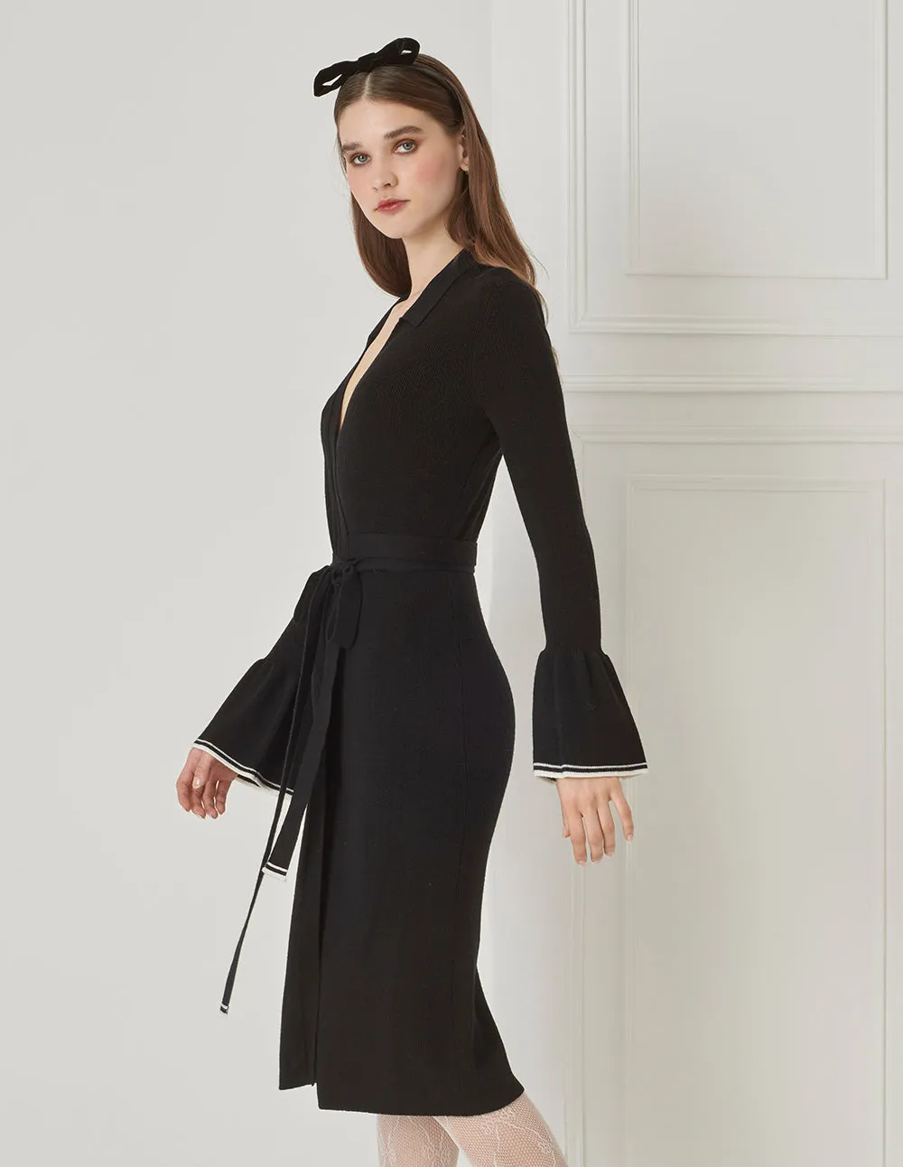 BORA AKSU Wrap Two-Piece V-Neck Dress