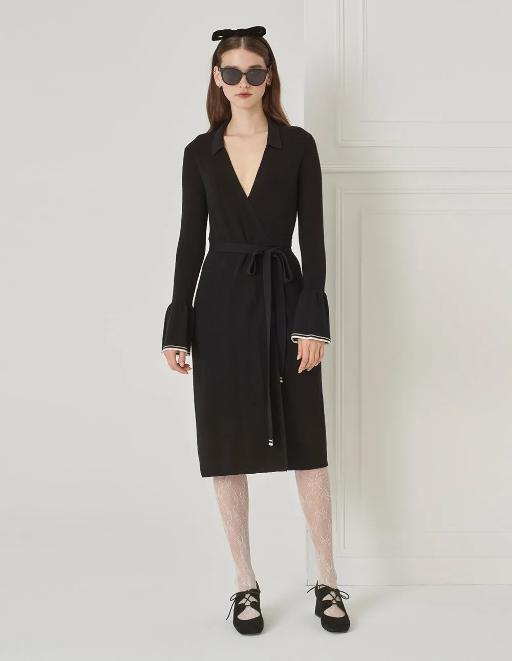 BORA AKSU Wrap Two-Piece V-Neck Dress