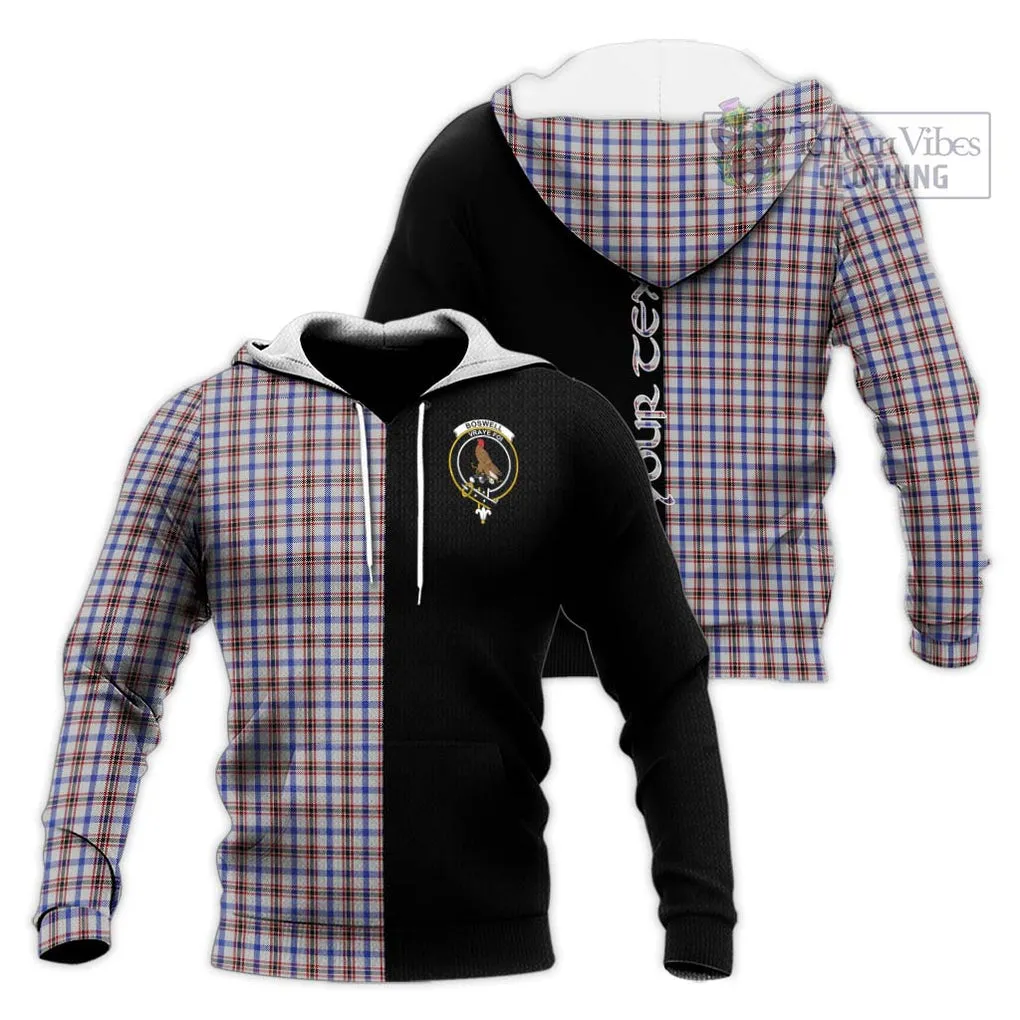 Boswell Tartan Knitted Hoodie with Family Crest and Half Of Me Style