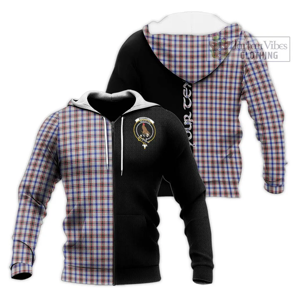 Boswell Tartan Knitted Hoodie with Family Crest and Half Of Me Style