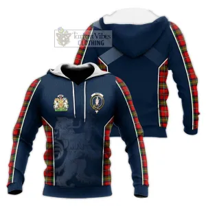 Boyd Tartan Knitted Hoodie with Family Crest and Lion Rampant Vibes Sport Style