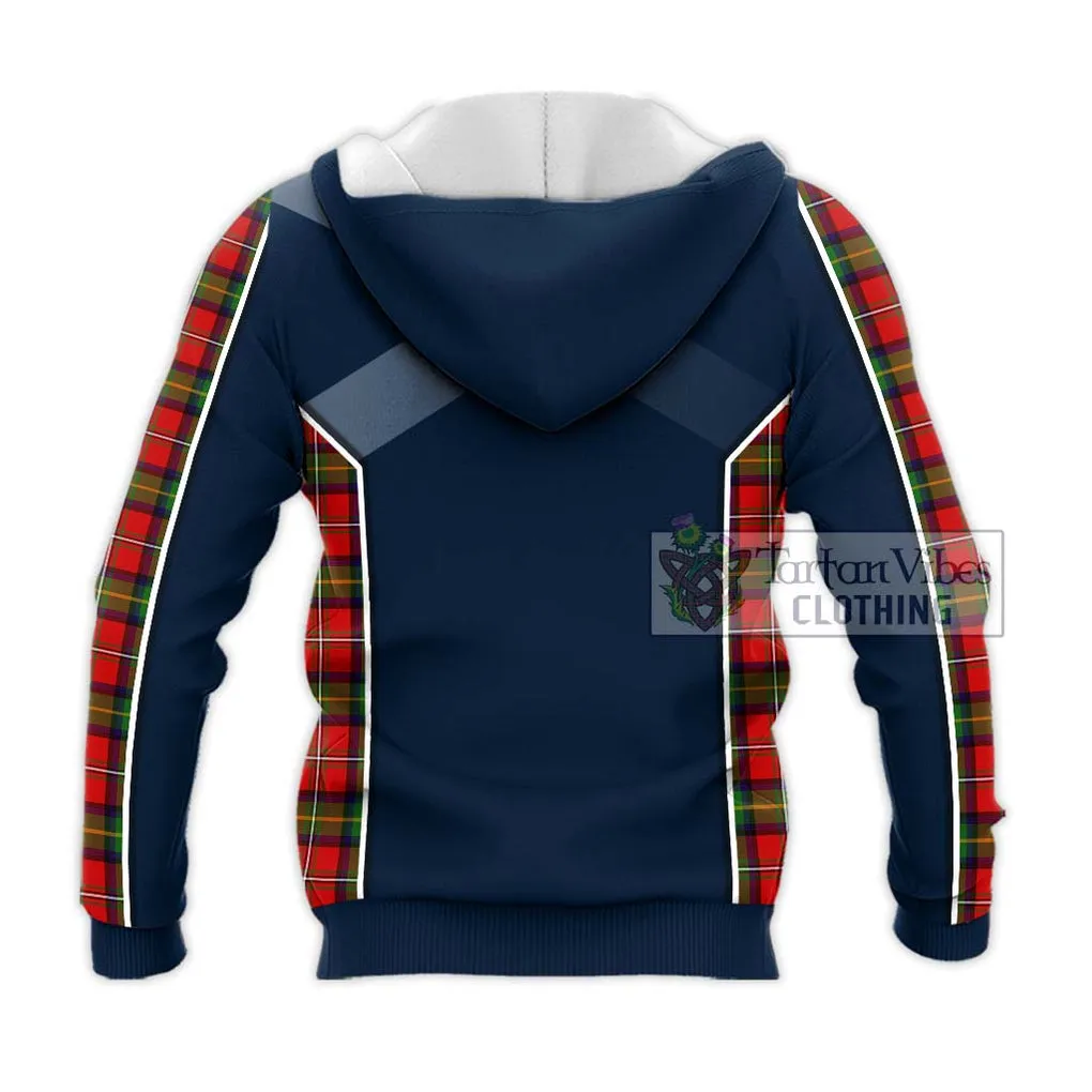 Boyd Tartan Knitted Hoodie with Family Crest and Lion Rampant Vibes Sport Style