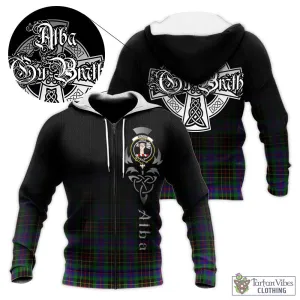 Brodie Hunting Modern Tartan Knitted Hoodie Featuring Alba Gu Brath Family Crest Celtic Inspired