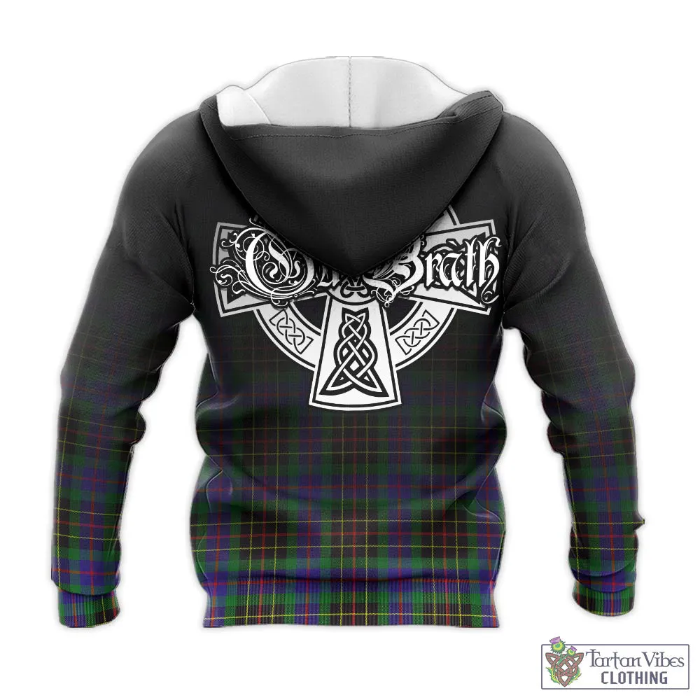 Brodie Hunting Modern Tartan Knitted Hoodie Featuring Alba Gu Brath Family Crest Celtic Inspired