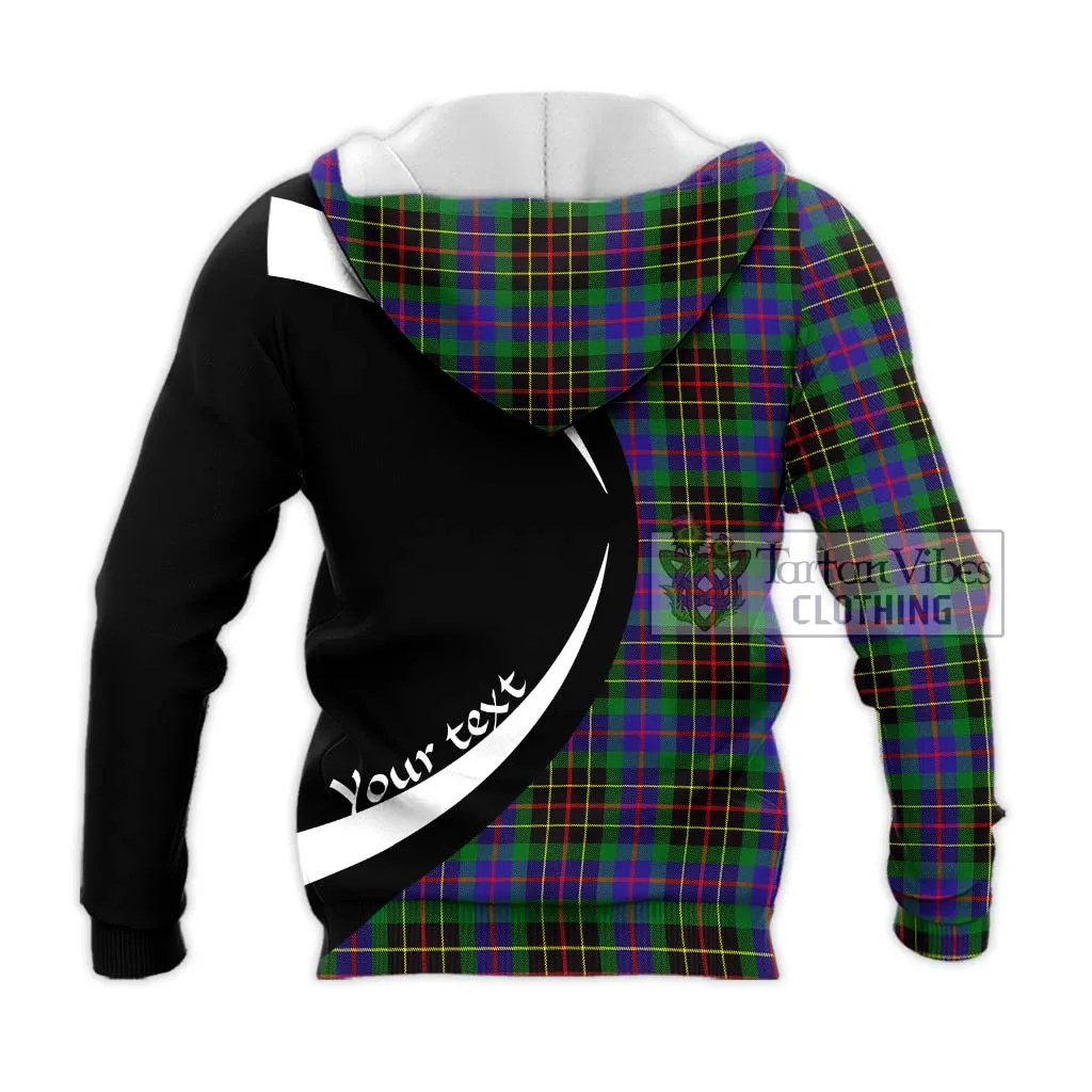 Brodie Hunting Modern Tartan Knitted Hoodie with Family Crest Circle Style