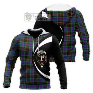 Brodie Hunting Modern Tartan Knitted Hoodie with Family Crest Circle Style