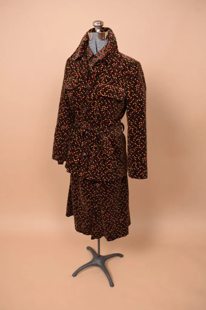 Brown 1970s Velvet Three Piece Set by Miss Dior, S/M