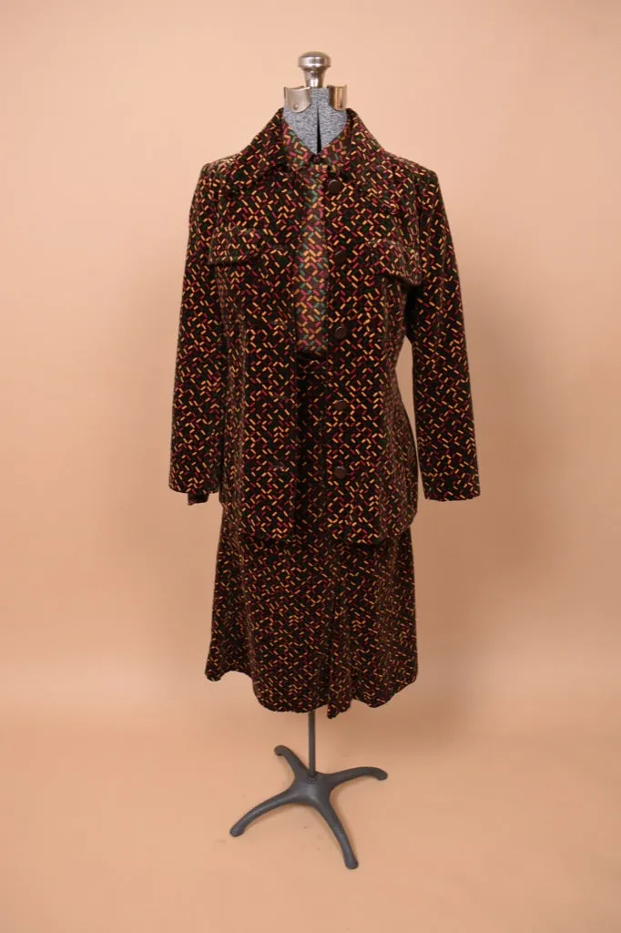 Brown 1970s Velvet Three Piece Set by Miss Dior, S/M