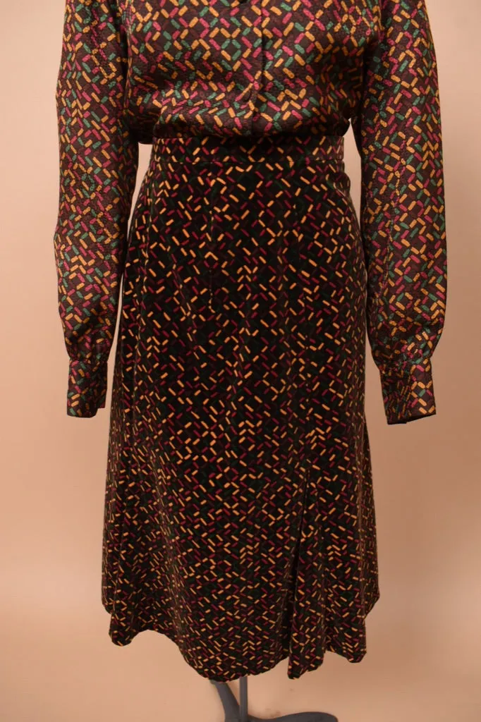 Brown 1970s Velvet Three Piece Set by Miss Dior, S/M