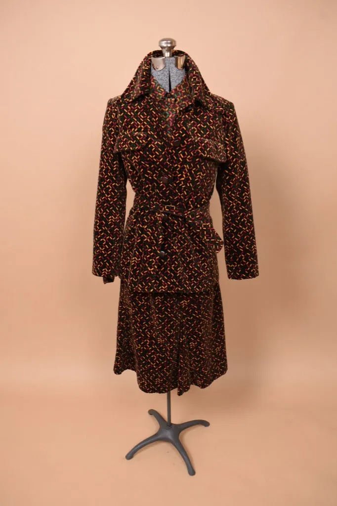 Brown 1970s Velvet Three Piece Set by Miss Dior, S/M