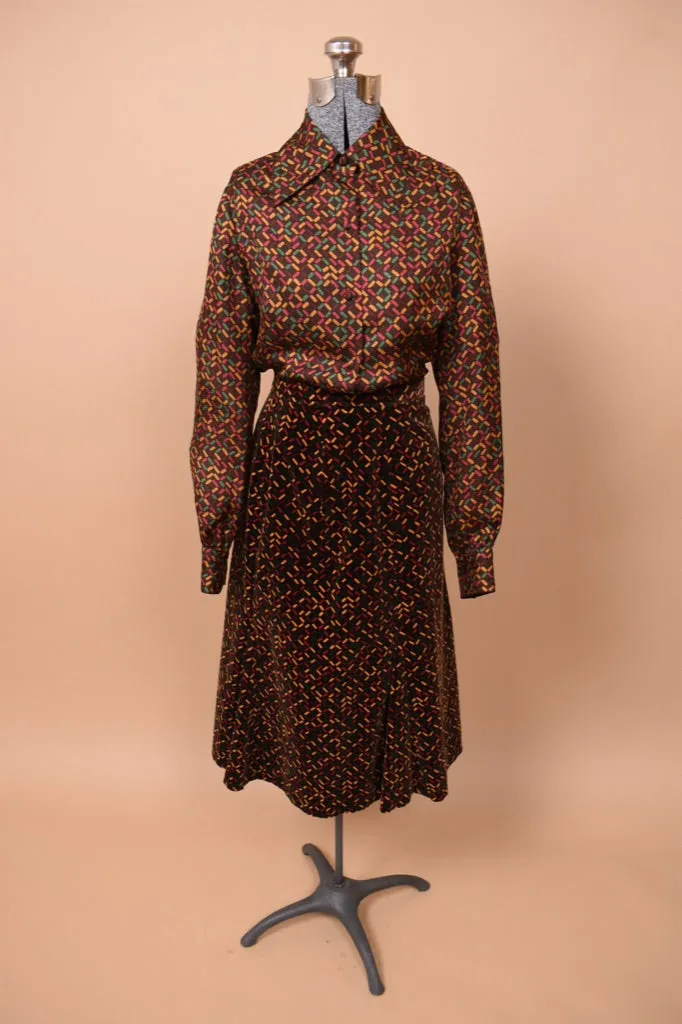 Brown 1970s Velvet Three Piece Set by Miss Dior, S/M