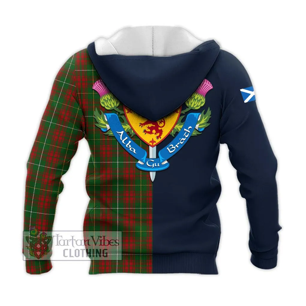 Bruce Hunting Tartan Knitted Hoodie Alba with Scottish Lion Royal Arm Half Style