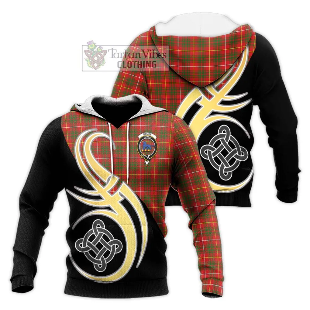 Bruce Modern Tartan Knitted Hoodie with Family Crest and Celtic Symbol Style