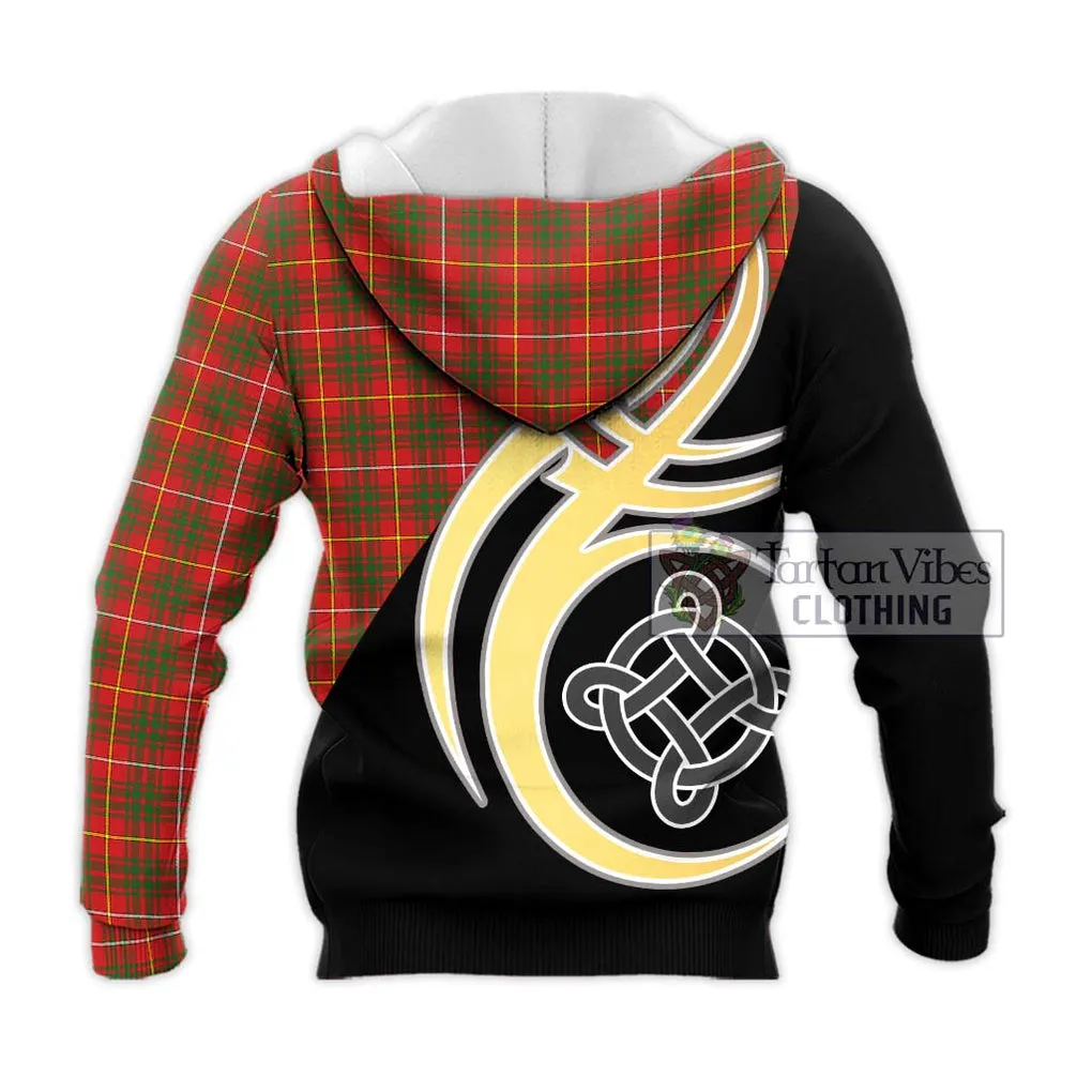 Bruce Modern Tartan Knitted Hoodie with Family Crest and Celtic Symbol Style