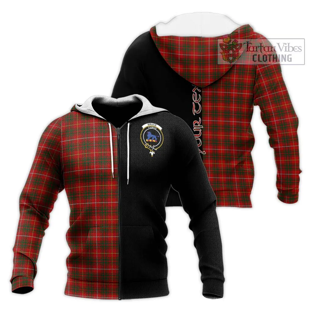 Bruce Tartan Knitted Hoodie with Family Crest and Half Of Me Style