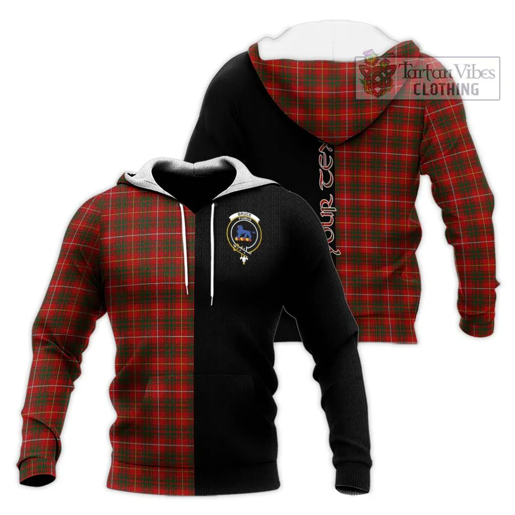 Bruce Tartan Knitted Hoodie with Family Crest and Half Of Me Style