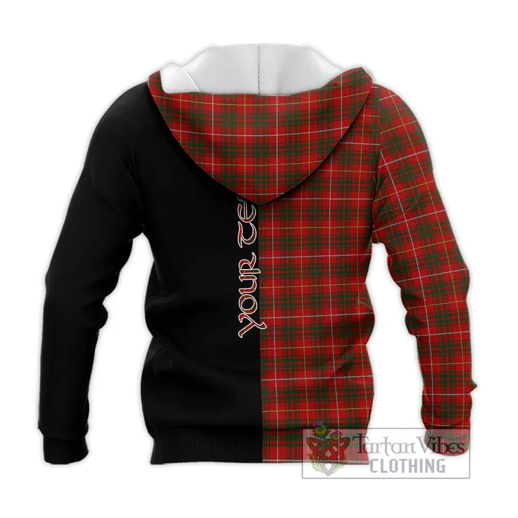 Bruce Tartan Knitted Hoodie with Family Crest and Half Of Me Style