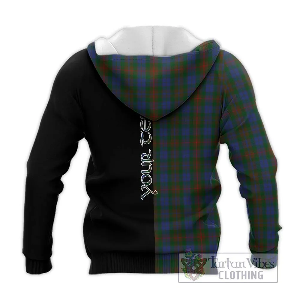 Buchanan Hunting Tartan Knitted Hoodie with Family Crest and Half Of Me Style