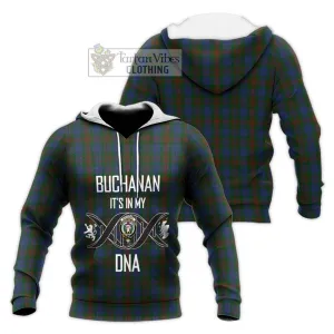 Buchanan Hunting Tartan Knitted Hoodie with Family Crest DNA In Me Style