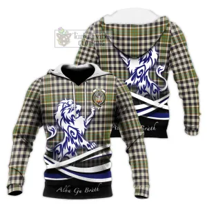 Burns Check Tartan Knitted Hoodie with Alba Gu Brath Regal Lion Emblem