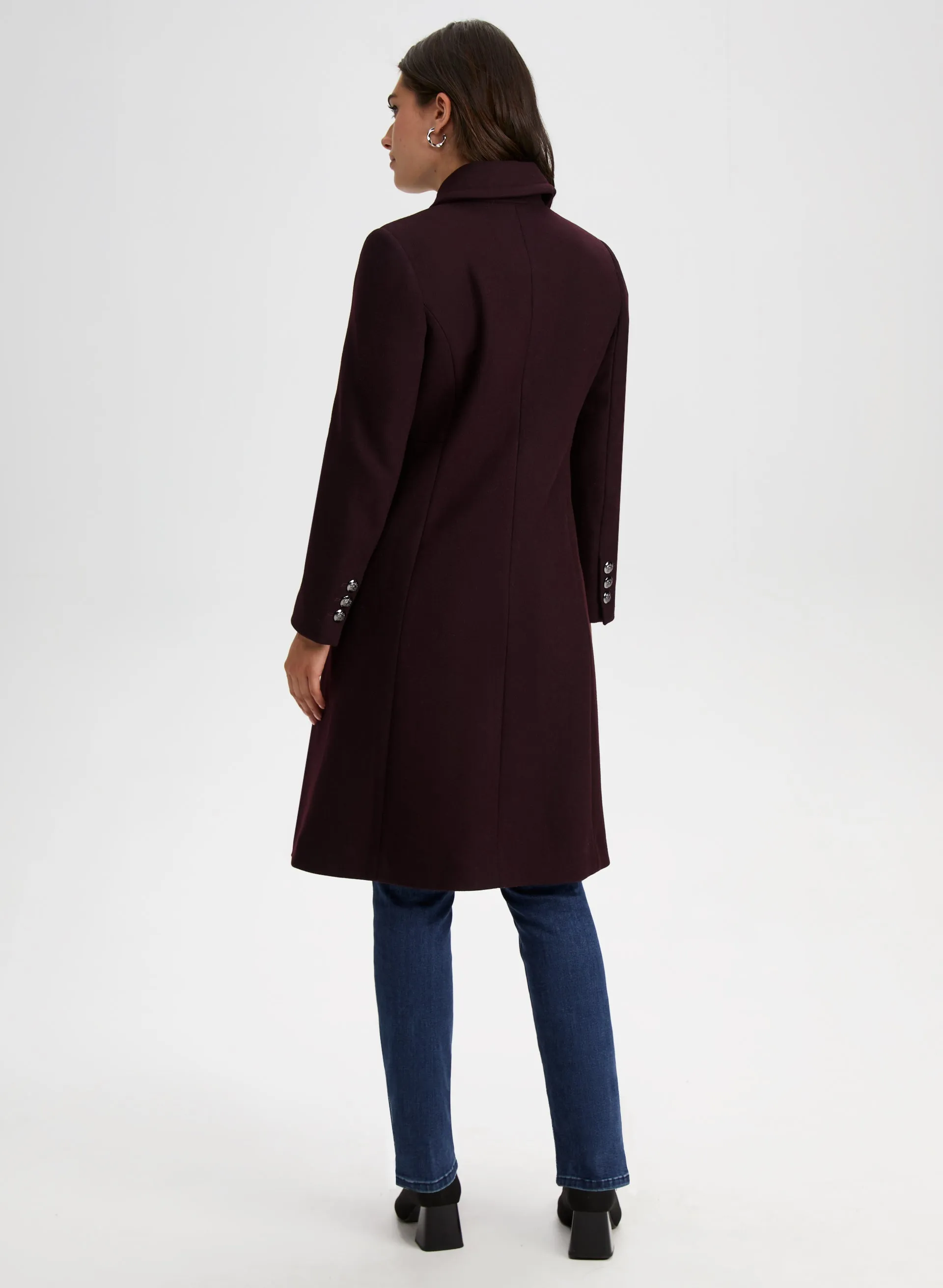 Button-Down Wool Blend Coat