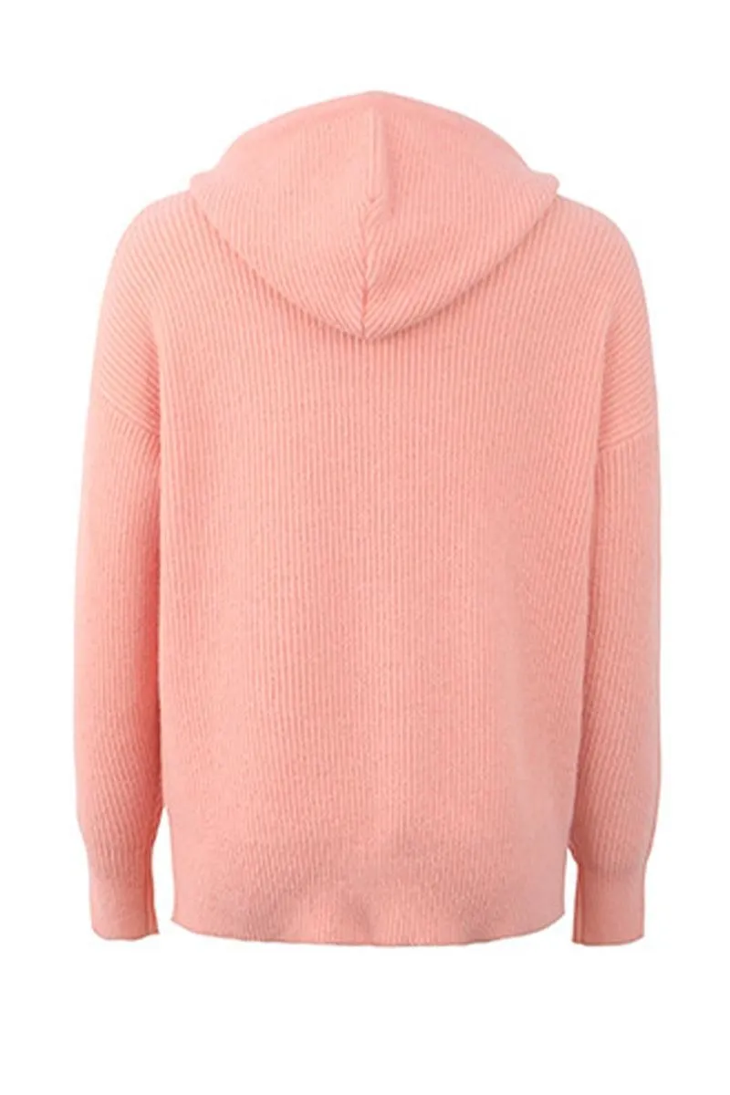 CABLE KNIT HOODED KNIT SWEATER TOP