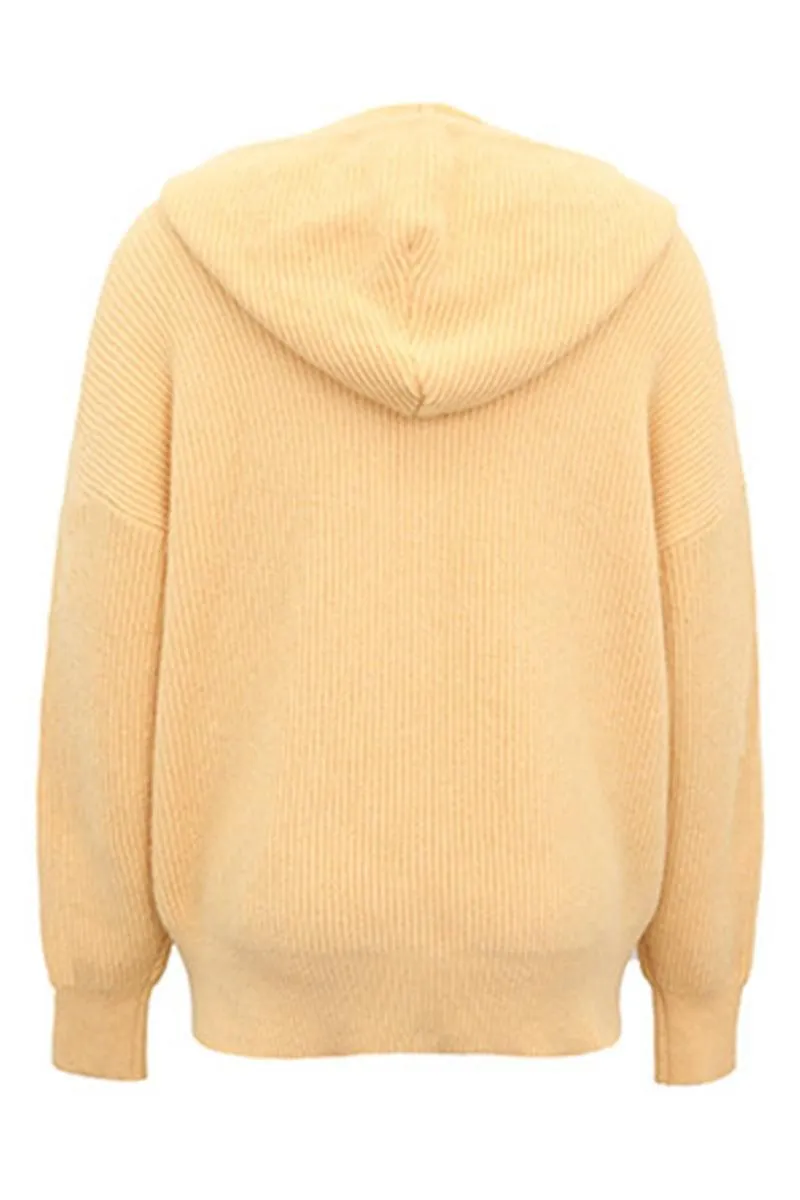 CABLE KNIT HOODED KNIT SWEATER TOP